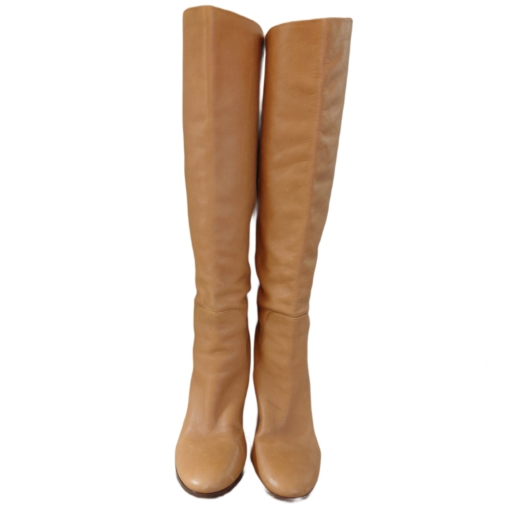 Ann Taylor Camel Knee High Boots Women's Size 7 5an Pull On Heeled Boots - Picture 3 of 15